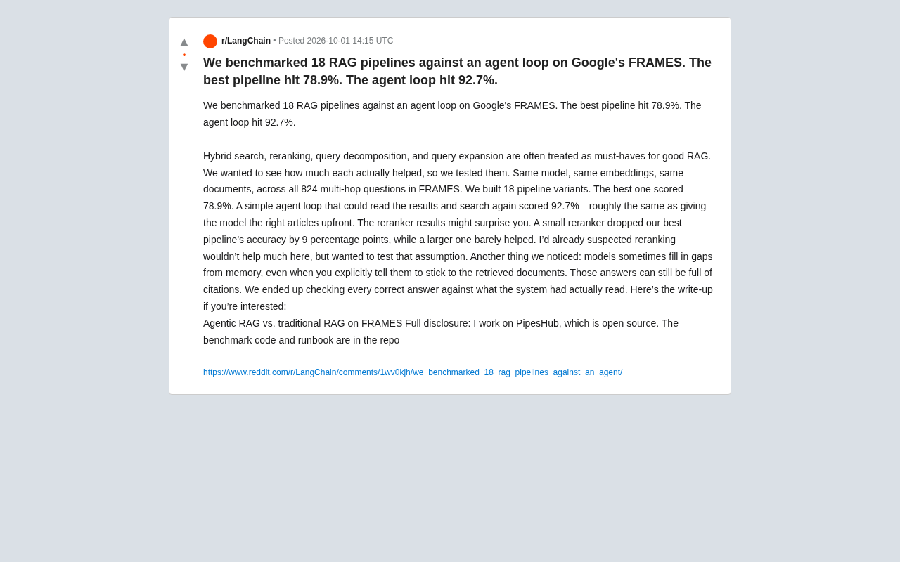 Agentic RAG Benchmark: Agent Loop Crushes Traditional Pipelines with 92.7% Accuracy