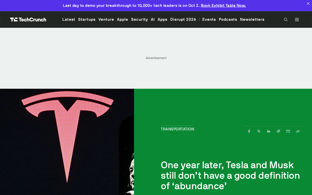 Tesla's 'Abundance' Vision, One Year On: Why Musk Still Can't Explain the Details