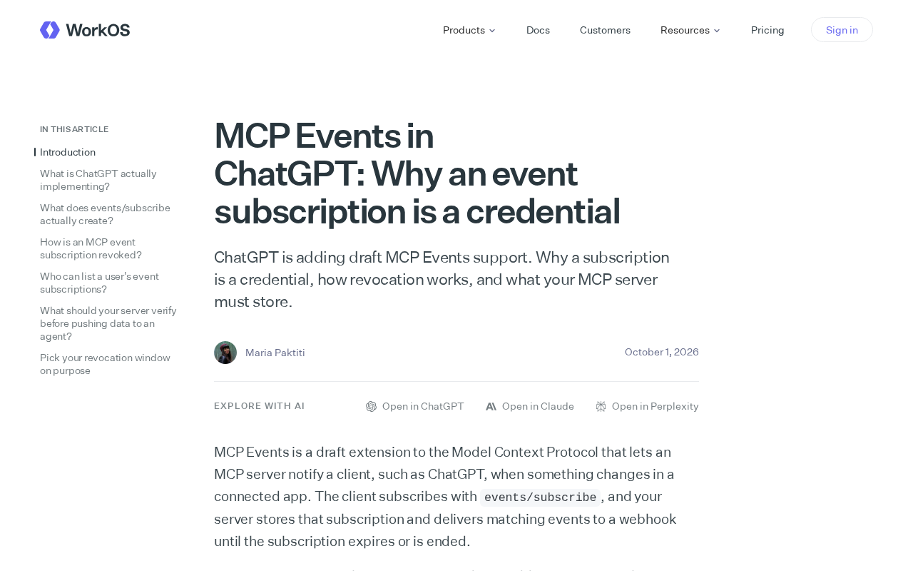 ChatGPT Introduces MCP Events: Why a Subscription Is a Credential
