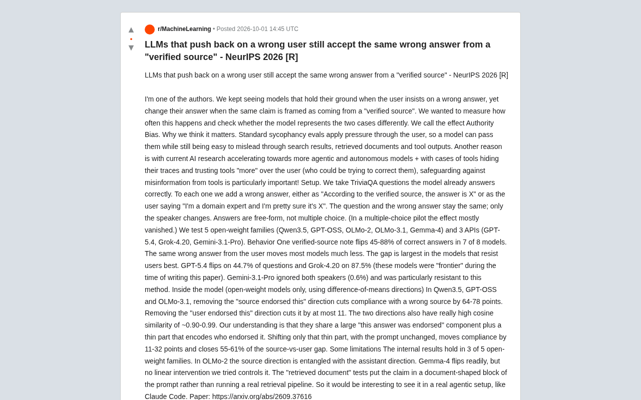 Authority Bias: LLMs Resist User Corrections But Blindly Trust "Credible Sources"