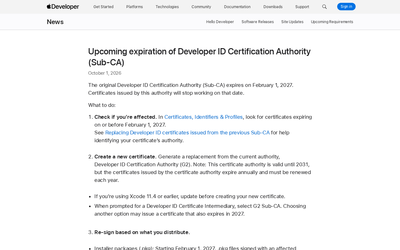 Apple Developer ID Sub-CA Expiring: Developers Must Replace Their Certificates