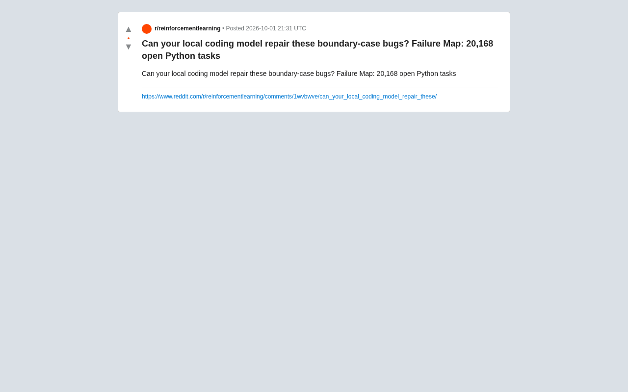20,168 Edge Cases Reveal the True Bug-Fixing Ability of Local Coding Models