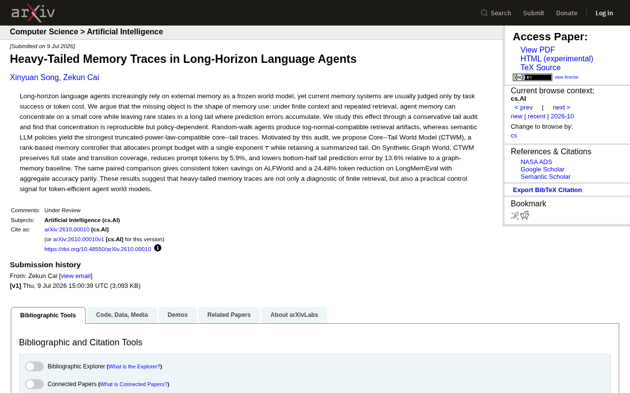Heavy-Tail Memory Traces: A New Approach to Memory Allocation for Long-Horizon Language Agents