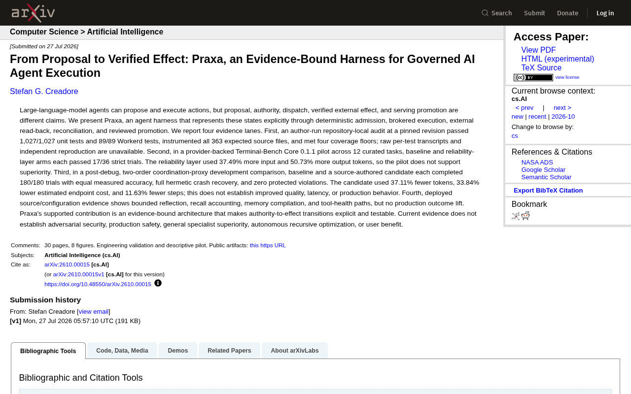 Praxa: A Governance Framework for AI Agent Execution with Traceable Chains from Proposal to Verification