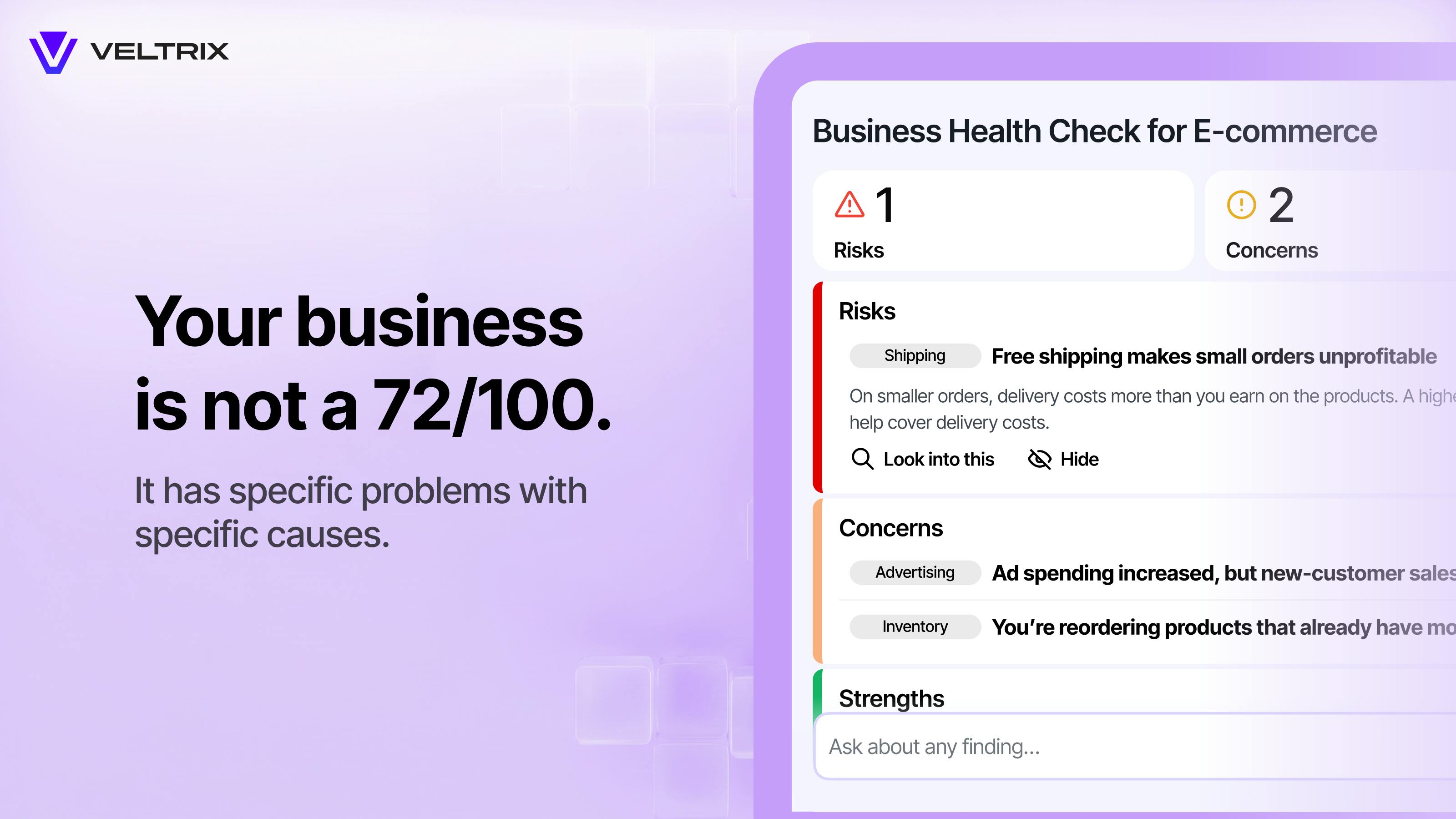 Veltrix AI:用AI诊断电商业务盈利漏洞的新工具