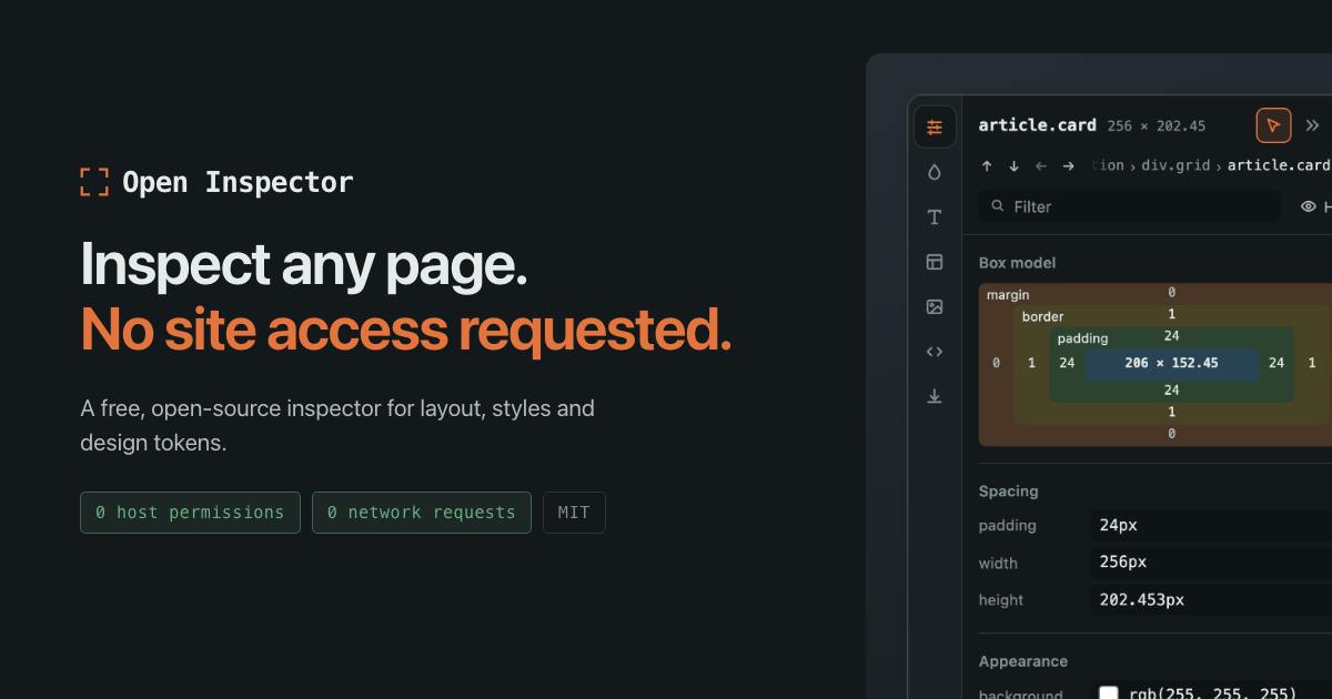 Open Inspector:悬停即查任意网站设计系统的开源利器