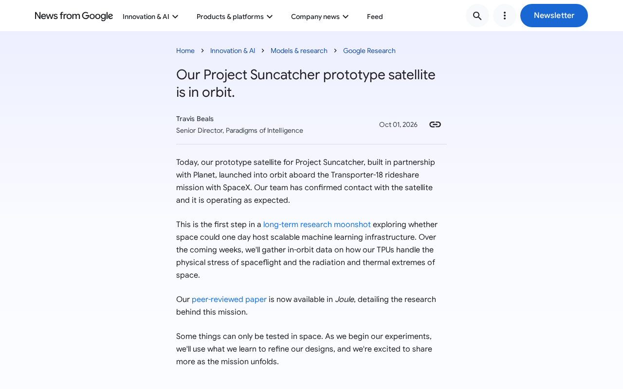 Google's Project Suncatcher Prototype Satellite Reaches Orbit: A First Step Toward Space-Based AI Data Centers