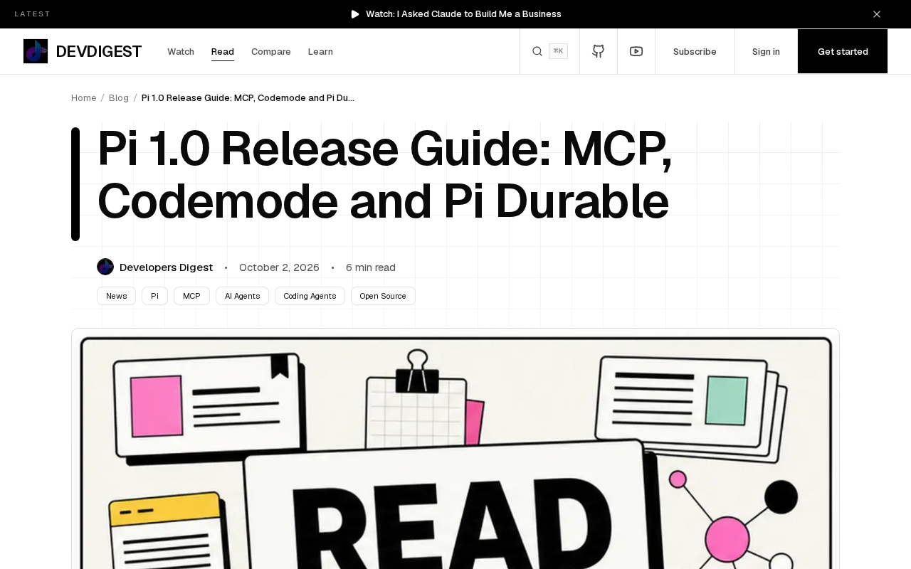Pi 1.0 Release Breakdown: MCP, Codemode, and Pi Durable