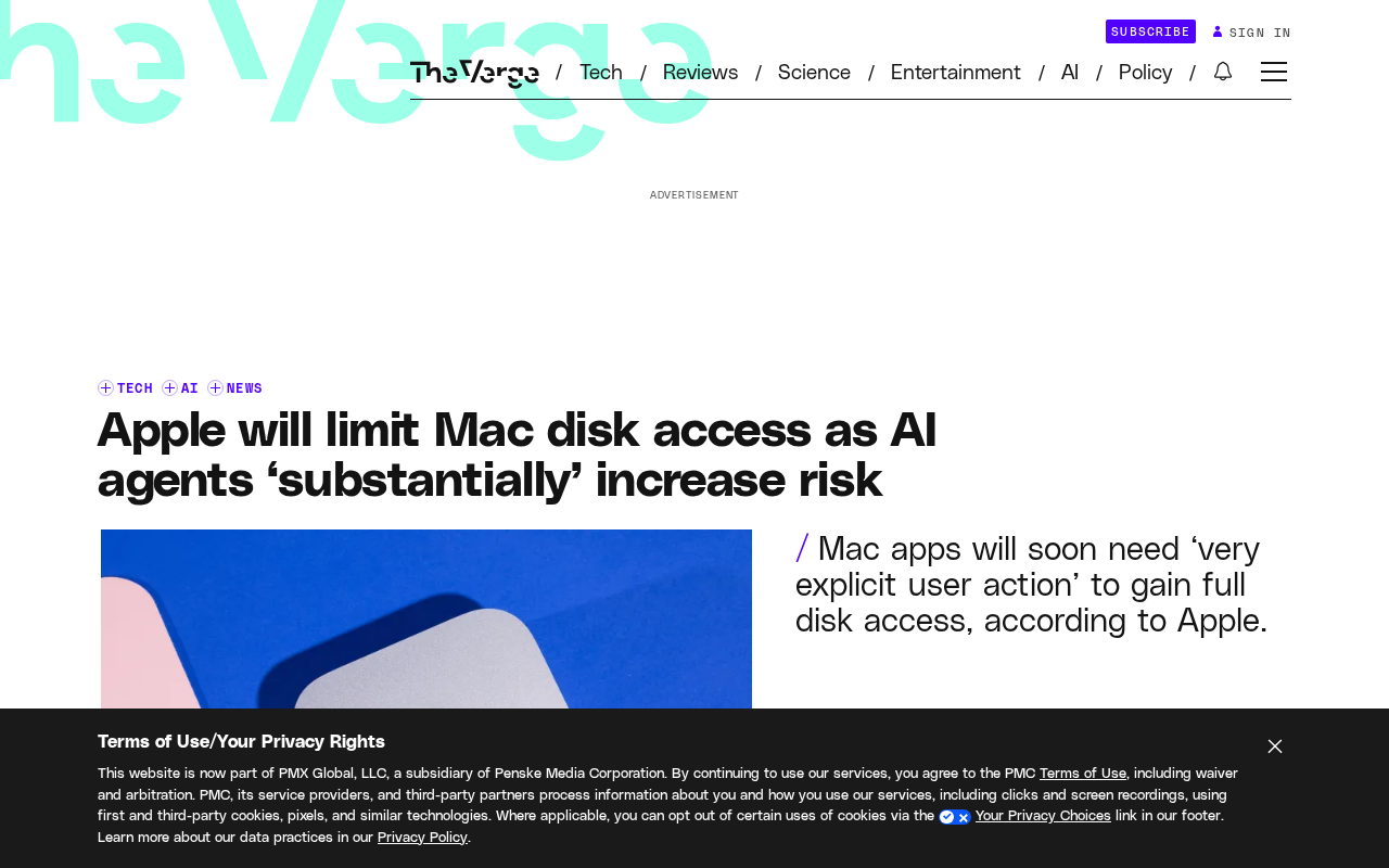 Apple Tightens Mac Full Disk Access: The Security Risks Posed by AI Agents