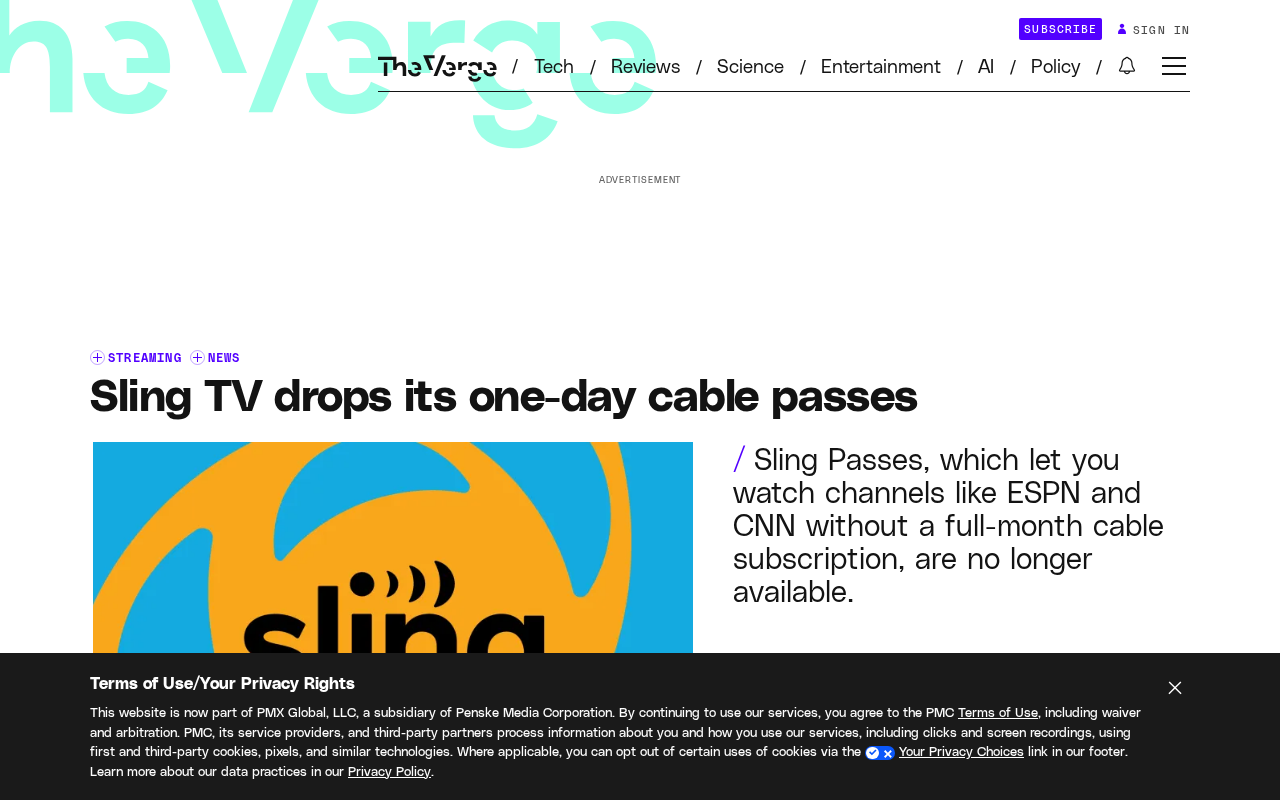 Sling TV Discontinues Its Single-Day Cable Passes as Flexible Pricing Model Fails to Stick