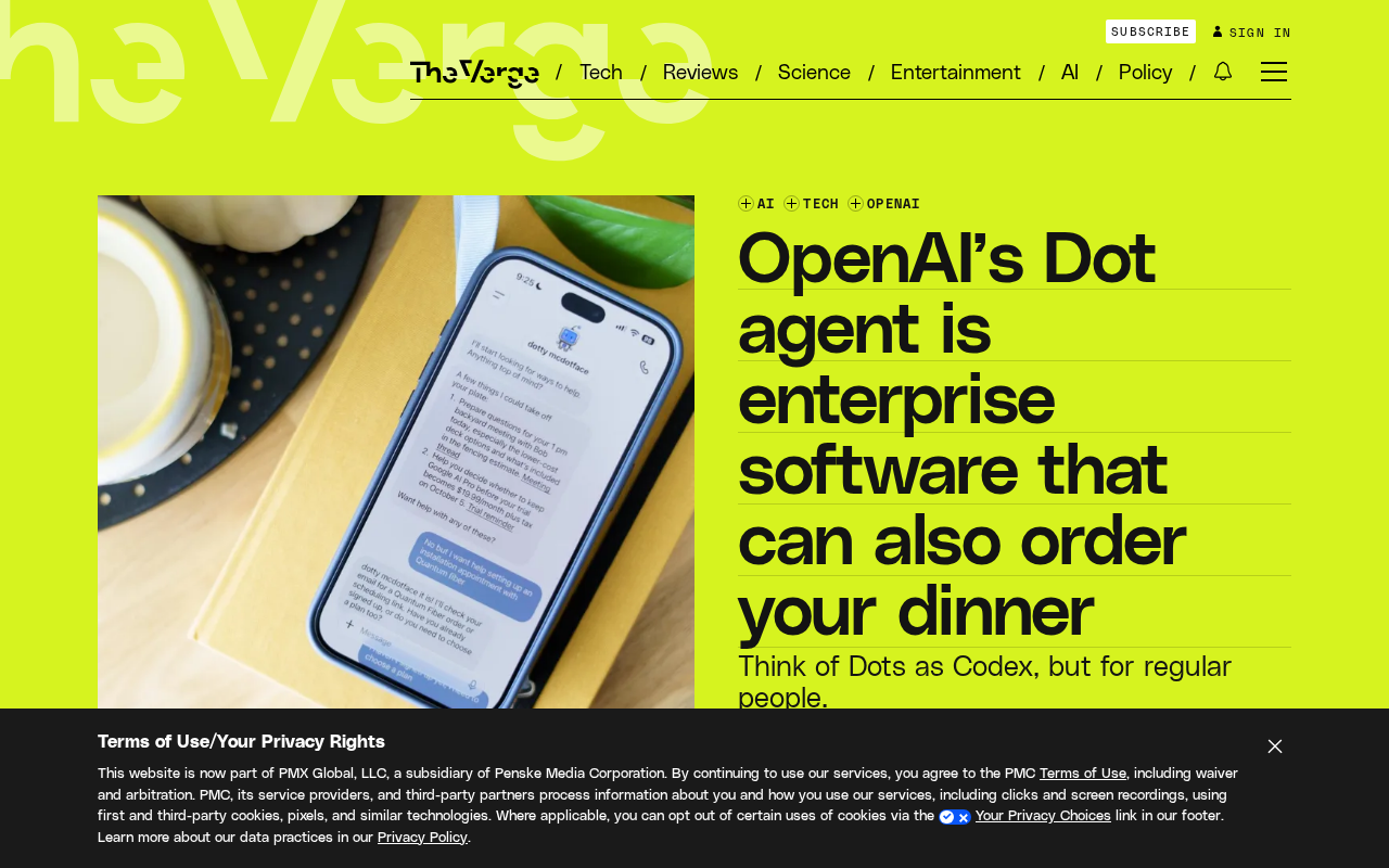 OpenAI推出Dot智能体平台:面向企业的办公助手