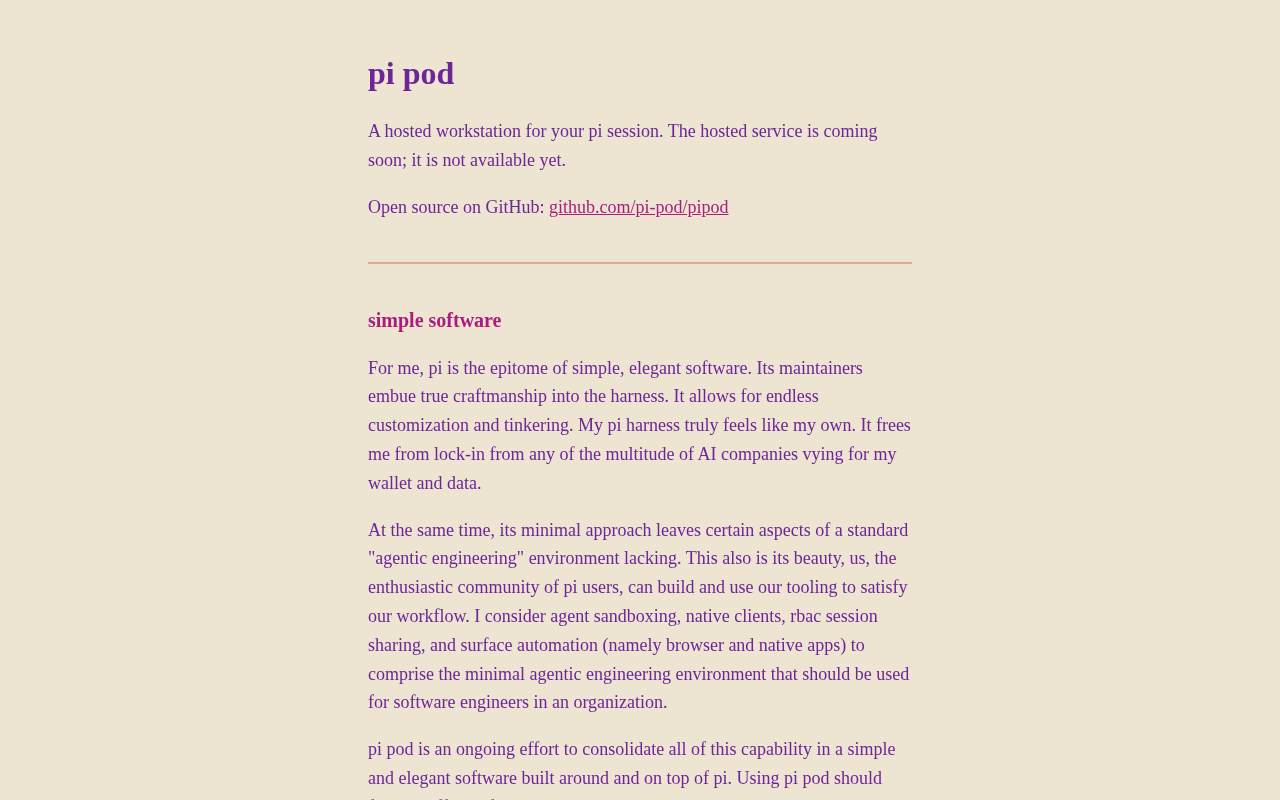 Pi Pod: Running Pi Coding Agents in a Sandbox on Your Own Server