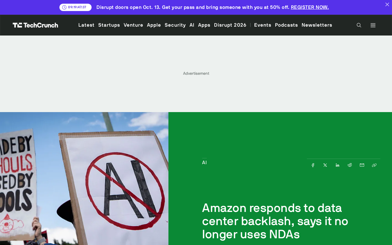 Amazon Responds to Data Center Backlash: No More NDAs