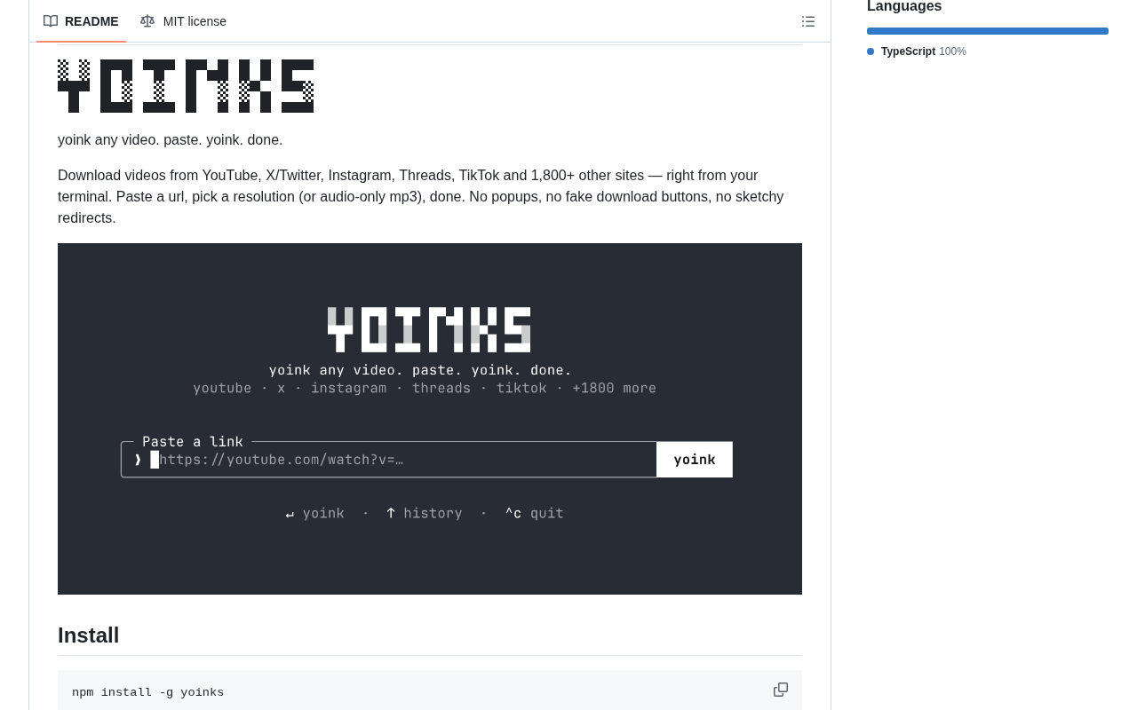 yoinks usage interface