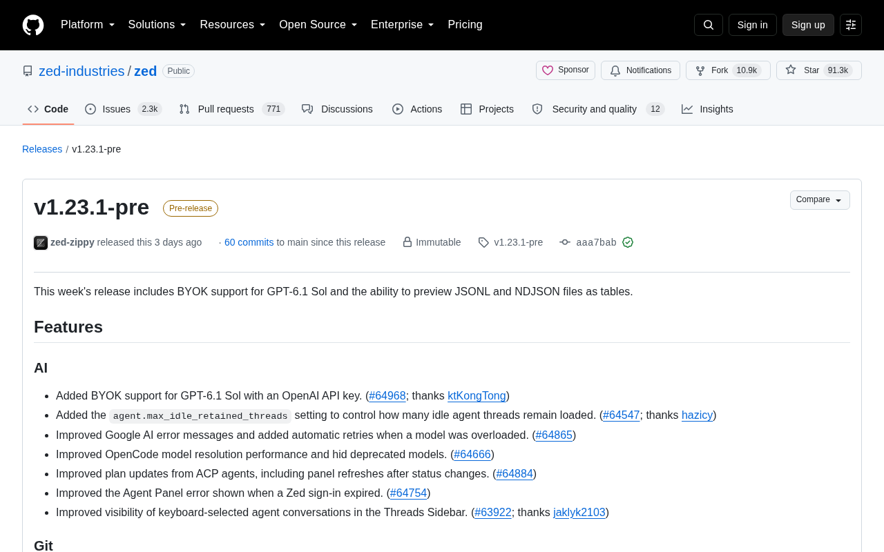 Zed v1.23.1-pre 发布
