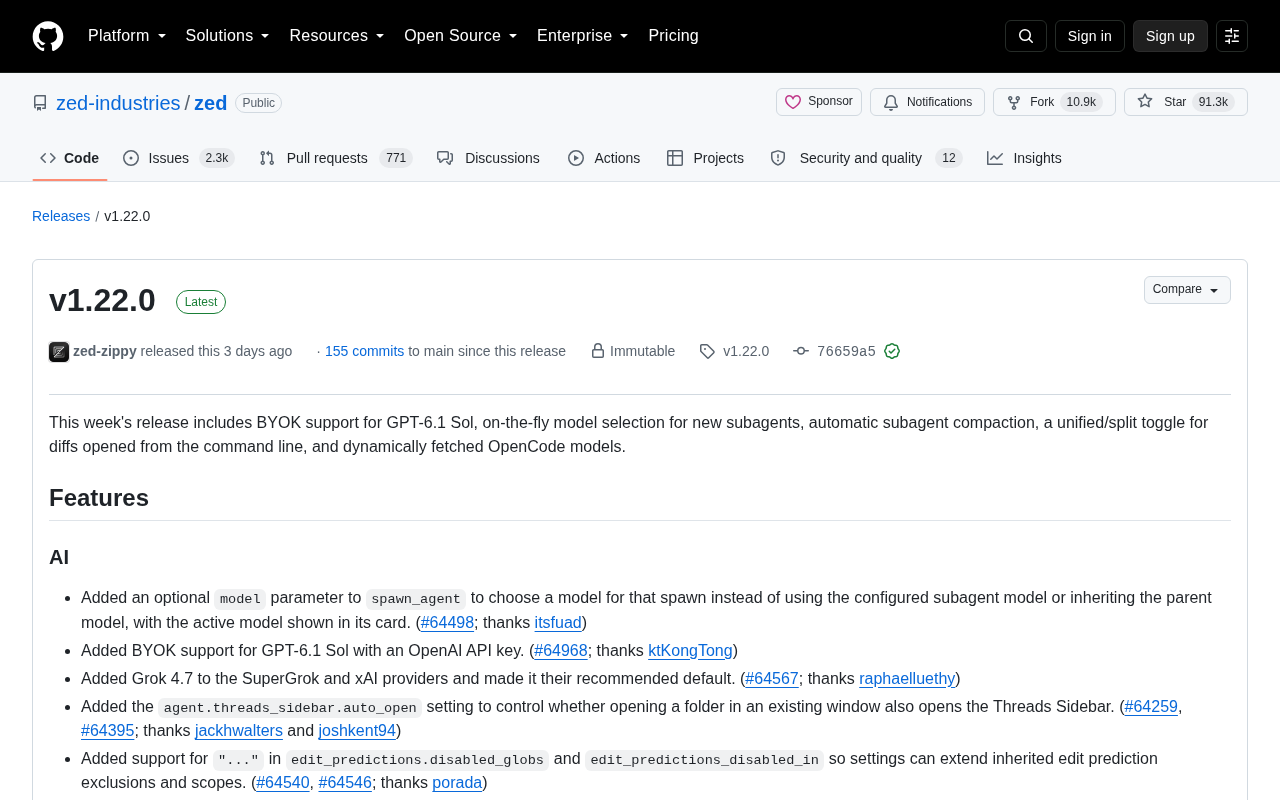 Zed v1.22.0 发布说明
