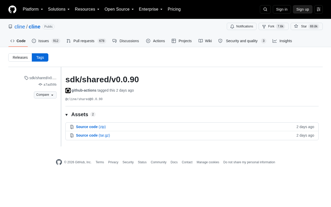 Cline SDK 发布 shared v0.0.90:开源 AI 编程工具再更新