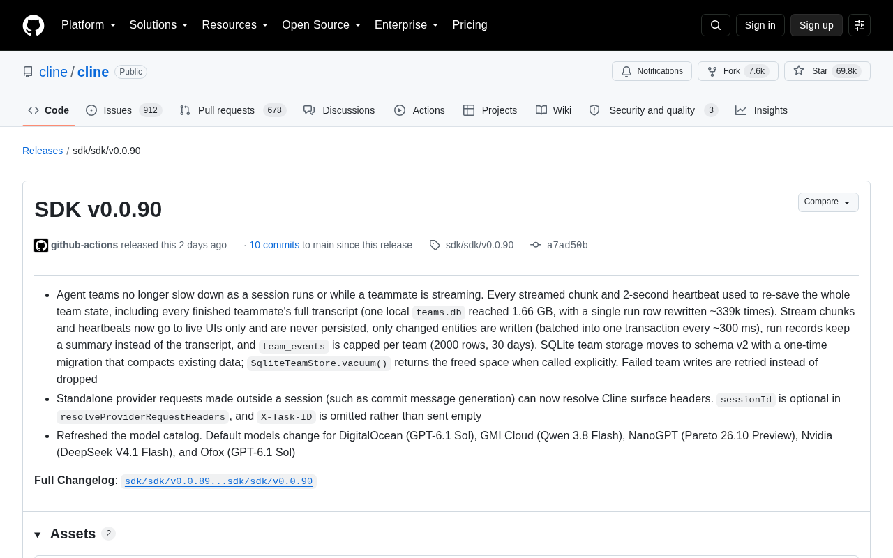Cline SDK v0.0.90 Released: Major Performance Overhaul for Agent Teams