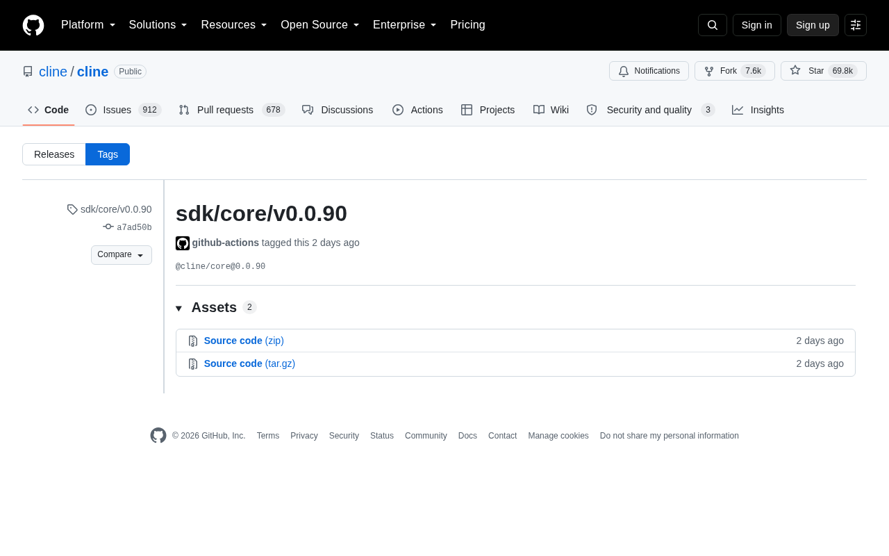 Cline SDK Core v0.0.90 Released: Open-Source AI Coding Assistant Keeps Iterating