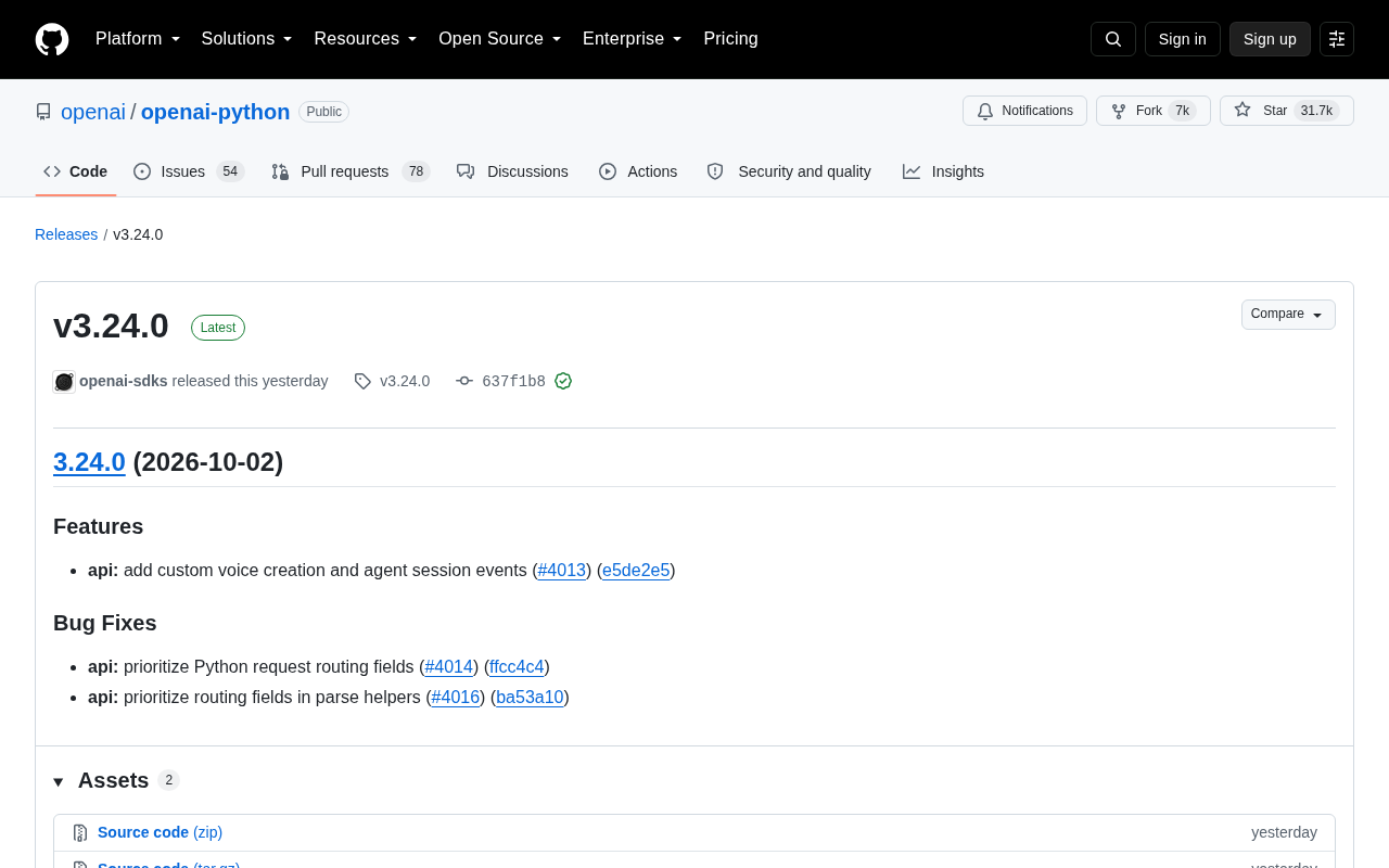 OpenAI Python SDK v3.24.0发布:新增自定义语音创建功能
