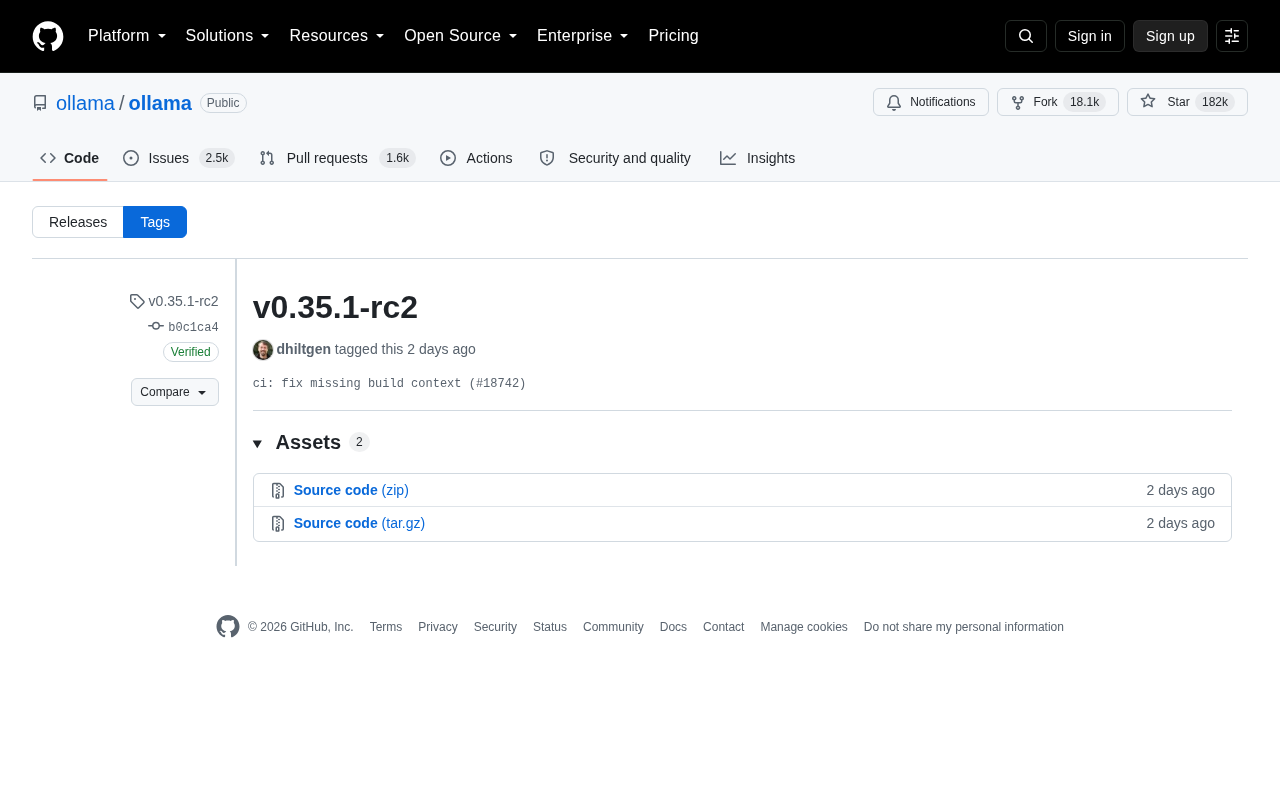 Ollama Releases v0.35.1-rc2: Continuous Iteration of the Local LLM Runtime Tool
