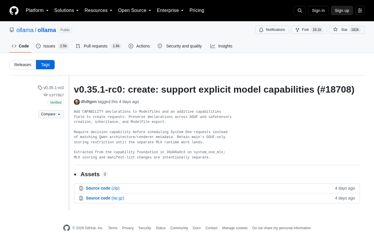 Ollama v0.35.1-rc0 更新:模型能力声明机制详解