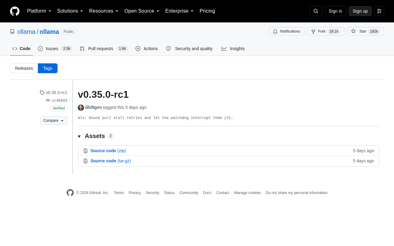 Ollama v0.35.0-rc1 Released: MLX Pull Retry Optimization