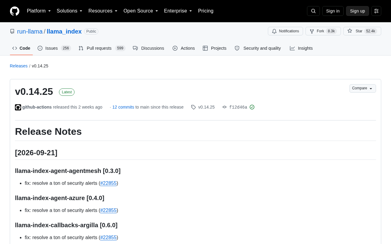 LlamaIndex v0.14.25 Released: Sweeping Security Fixes and Core Feature Enhancements