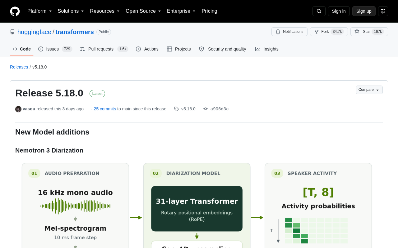 Transformers 5.18.0 Released: Four New Models for Multimodal AI and Speaker Diarization