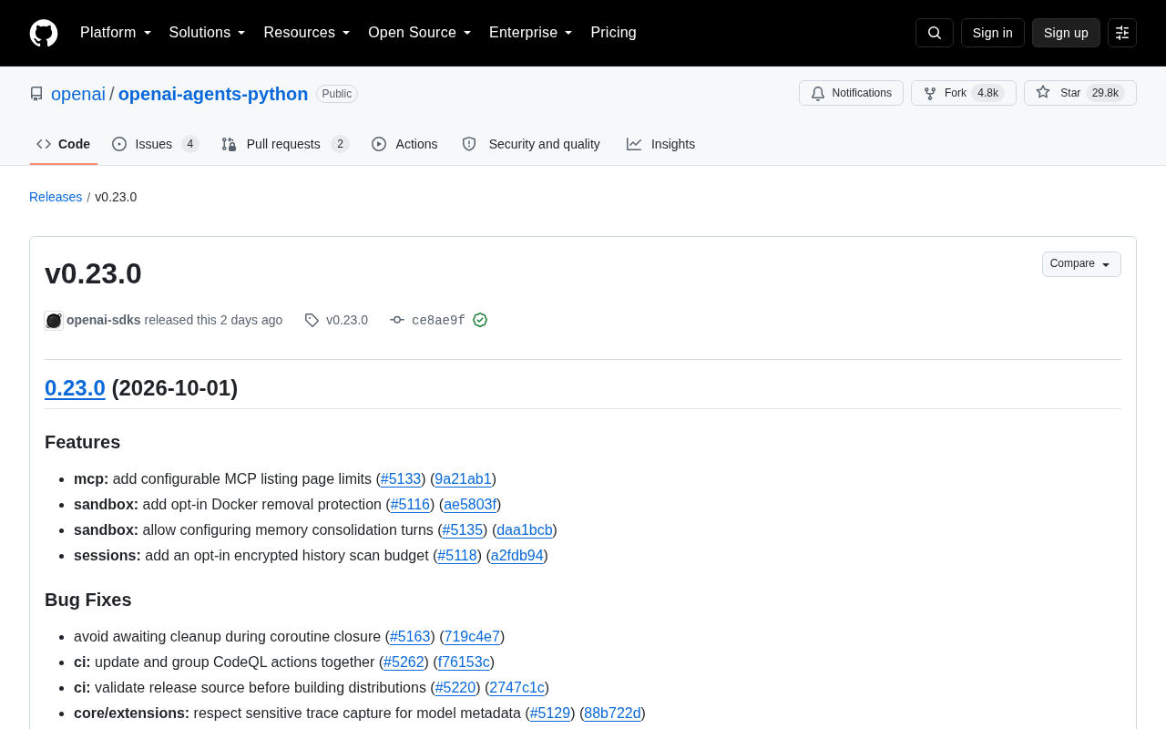 OpenAI Agents Python SDK v0.23.0 更新解析:安全加固与稳定性提升