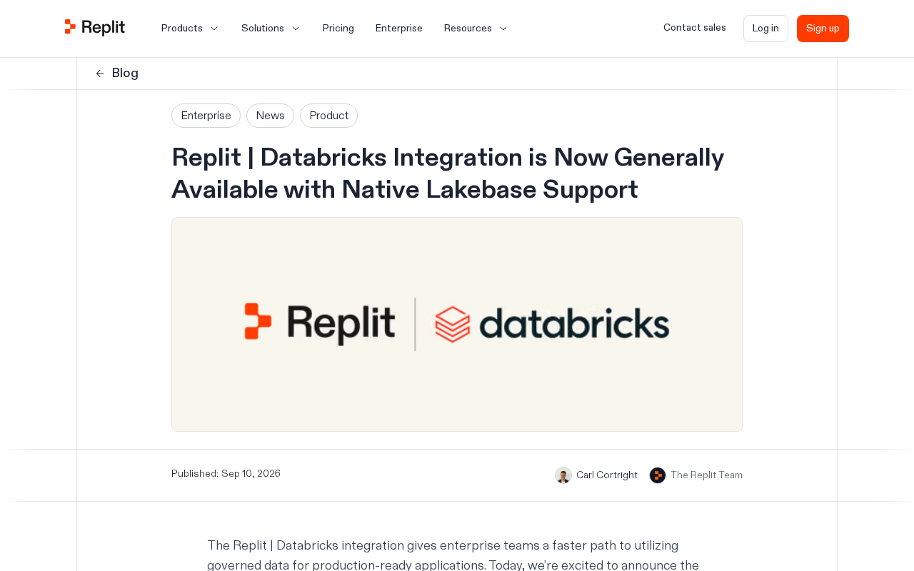 Replit Databricks Integration GA