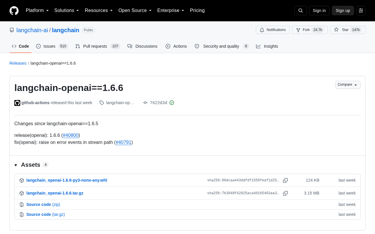 LangChain-OpenAI 1.6.6 Released: Streaming Error Handling Fix