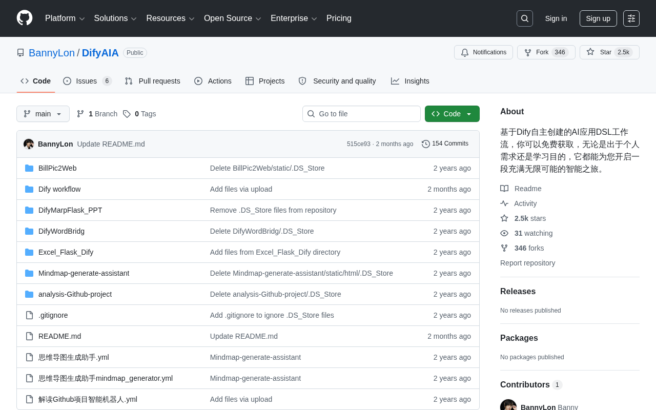 DifyAIA: A Free Dify AI Workflow Template Library with 2500+ Stars