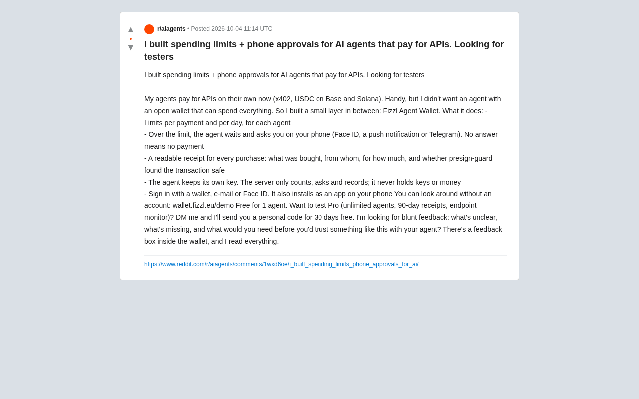 Giving AI Agents a Wallet Gatekeeper: Fizzl's Spending Limits and Mobile Approval System