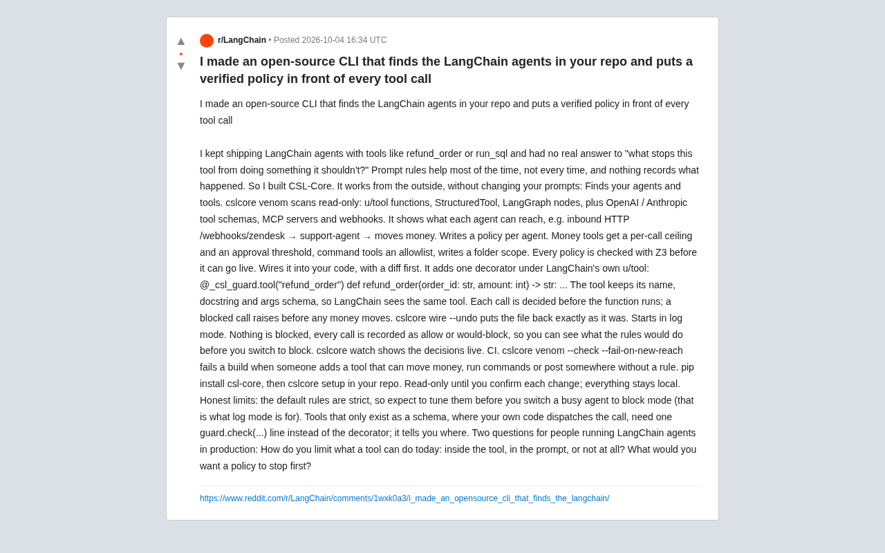 CSL-Core:给LangChain智能体工具调用加上可验证的安全策略