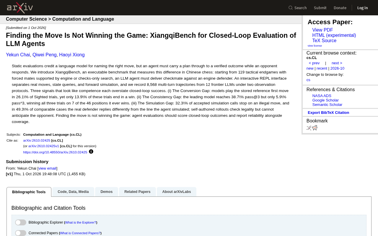 XiangqiBench: Chinese Chess Exposes the Closed-Loop Gaps in LLM Agents
