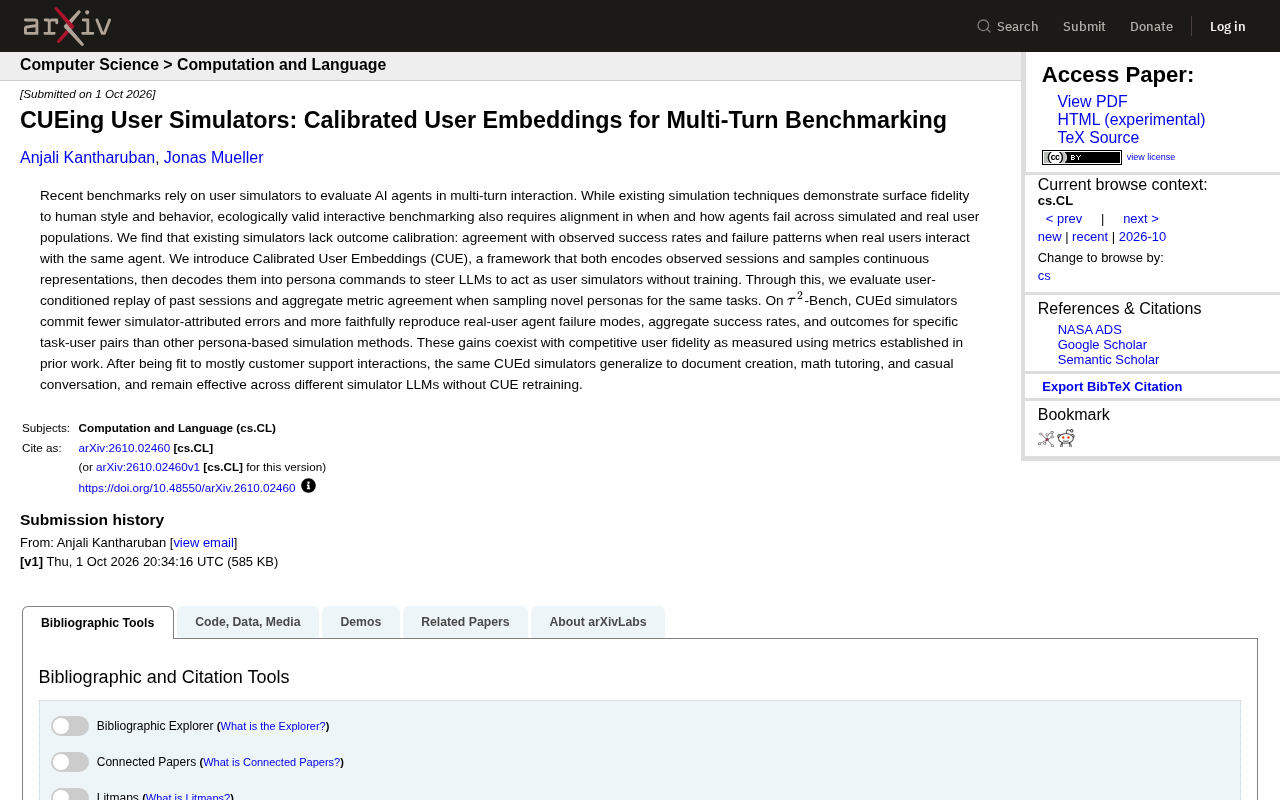 CUEing User Simulators Paper
