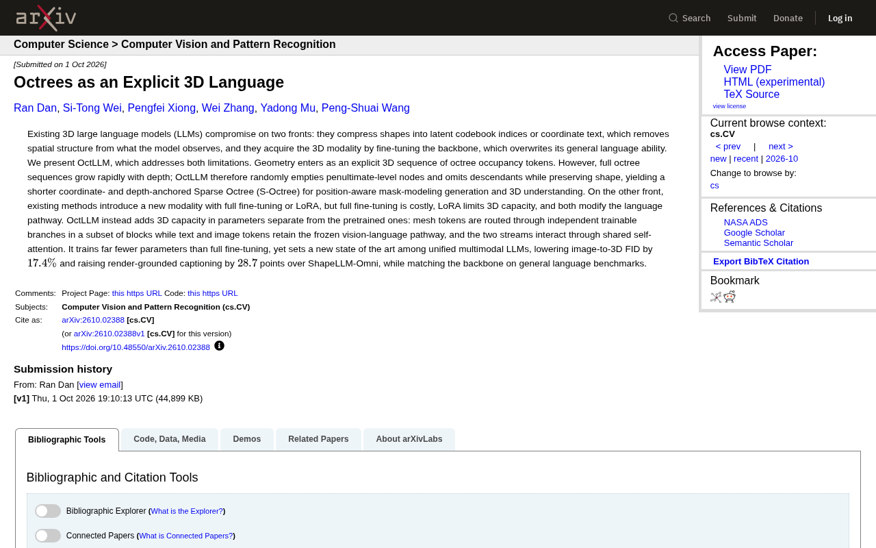 OctLLM: Teaching Large Models to Understand 3D Geometry with Octrees