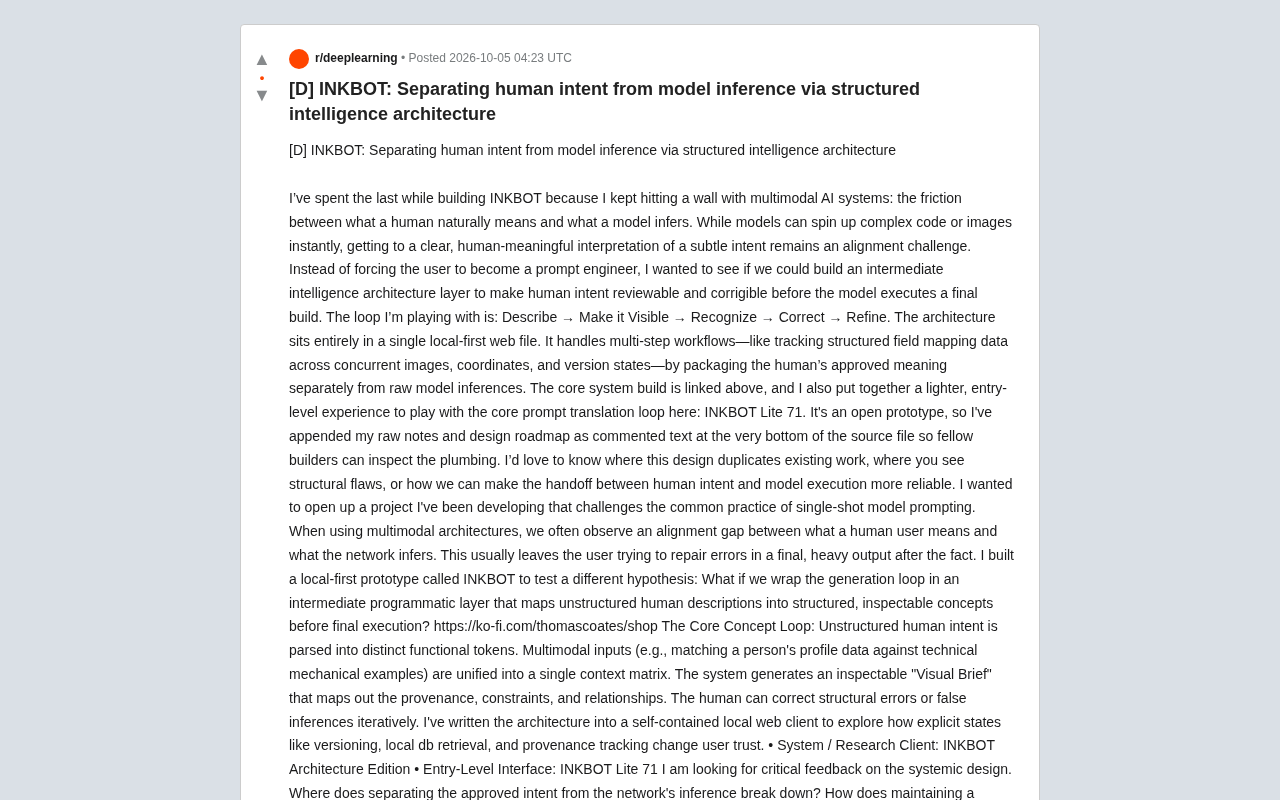 INKBOT: Bridging the Gap Between Human Intent and Model Reasoning with a Structured Intermediate Layer