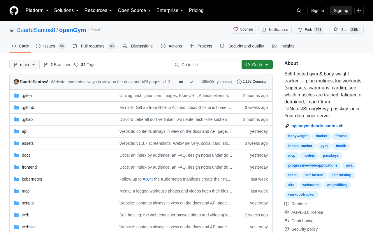 openGym: A Self-Hosted Fitness Tracker That Puts You in Control of Your Data