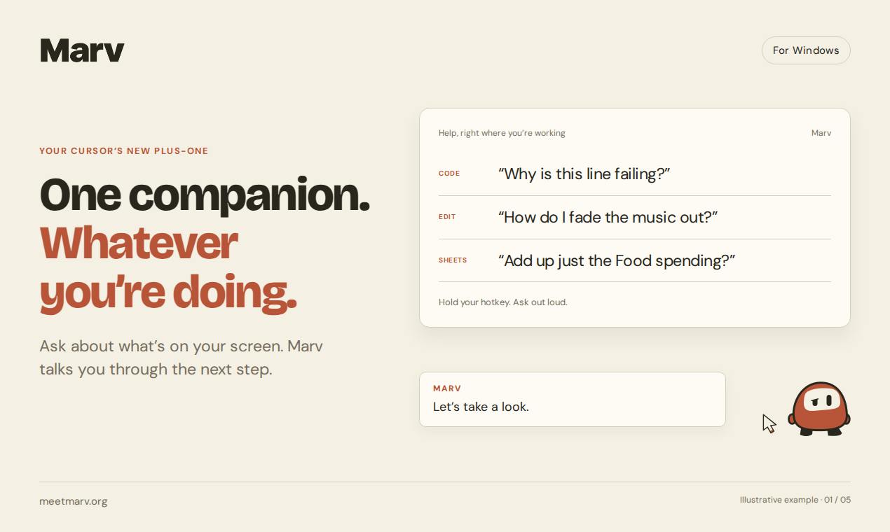 Marv: The AI Cursor Companion That Draws Arrows on Your Screen to Guide You