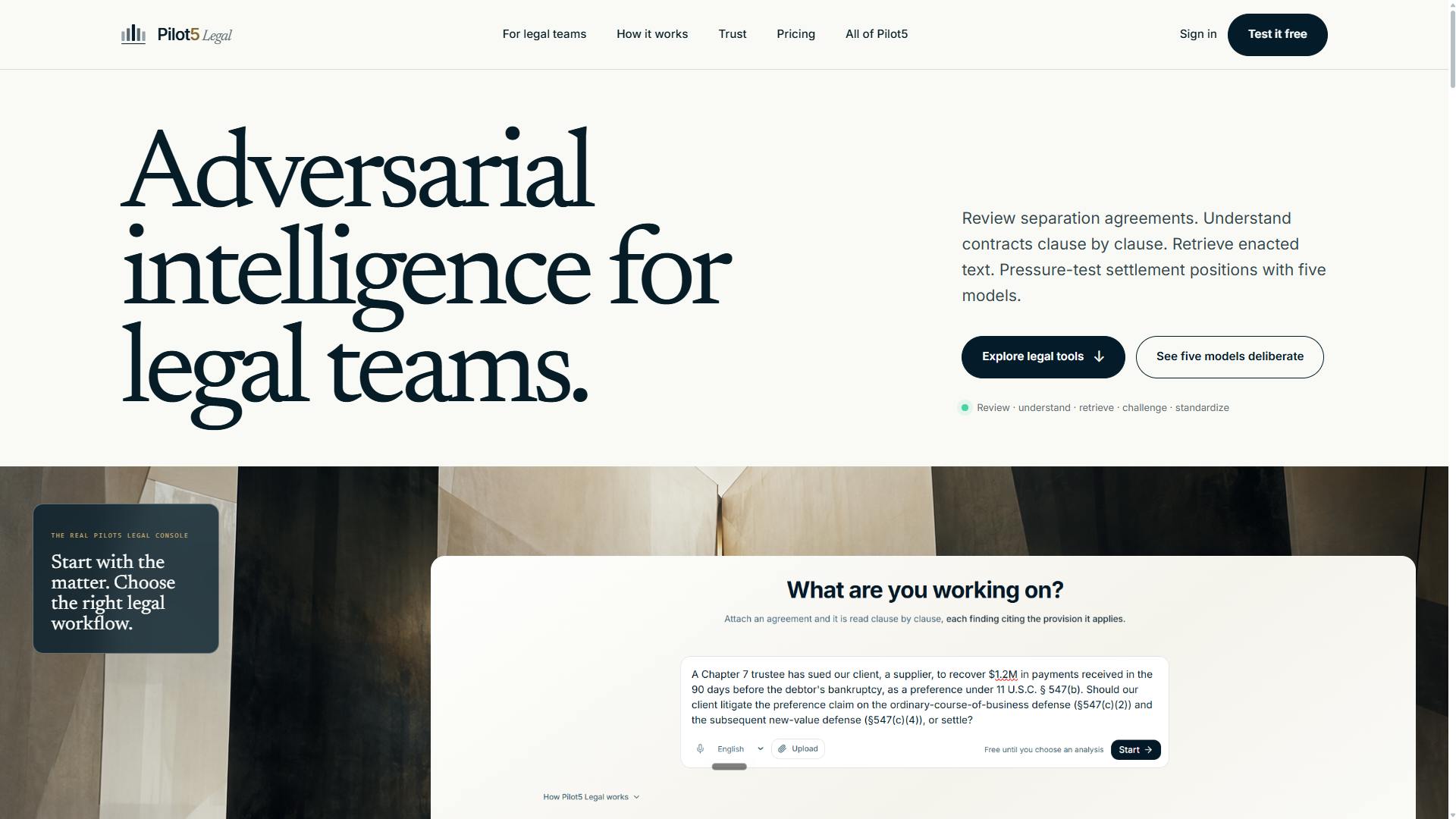 Pilot5 Legal: A Legal Assistant Where Five AI Models Challenge Each Other