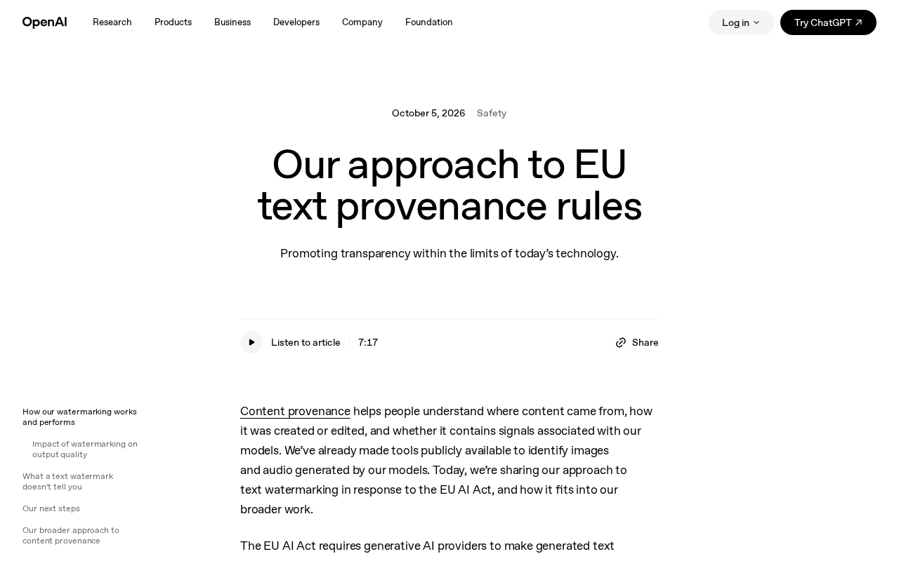 How OpenAI Is Addressing EU Text Provenance Rules: Watermarking and Detection Explained