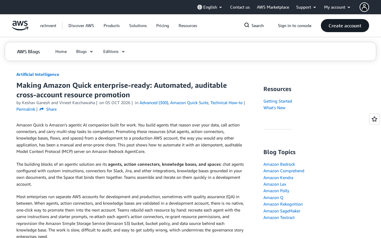 Amazon Quick Cross-Account Resource Promotion Automation: An Enterprise-Grade Auditable Solution