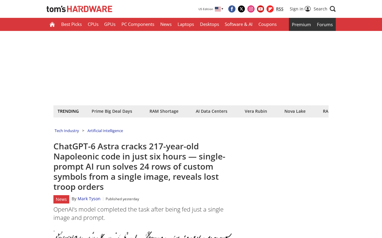 GPT-6 Astra 六小时破译217年拿破仑时代密码?真相存疑