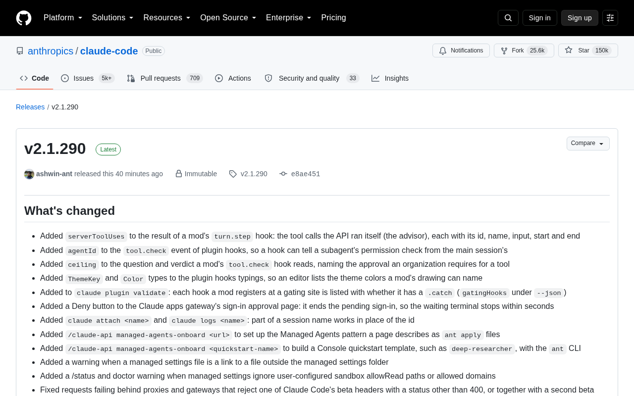 Claude Code v2.1.290 Release