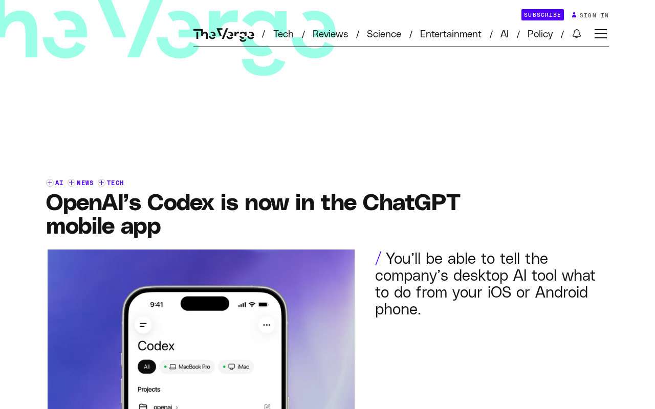 OpenAI Codex登陆ChatGPT移动端:AI编程工具大战升级