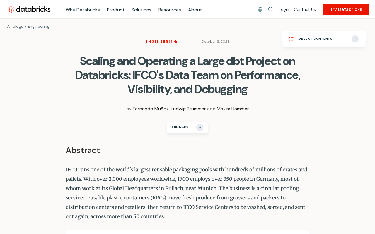 IFCO大型dbt项目在Databricks上的规模化运维实践