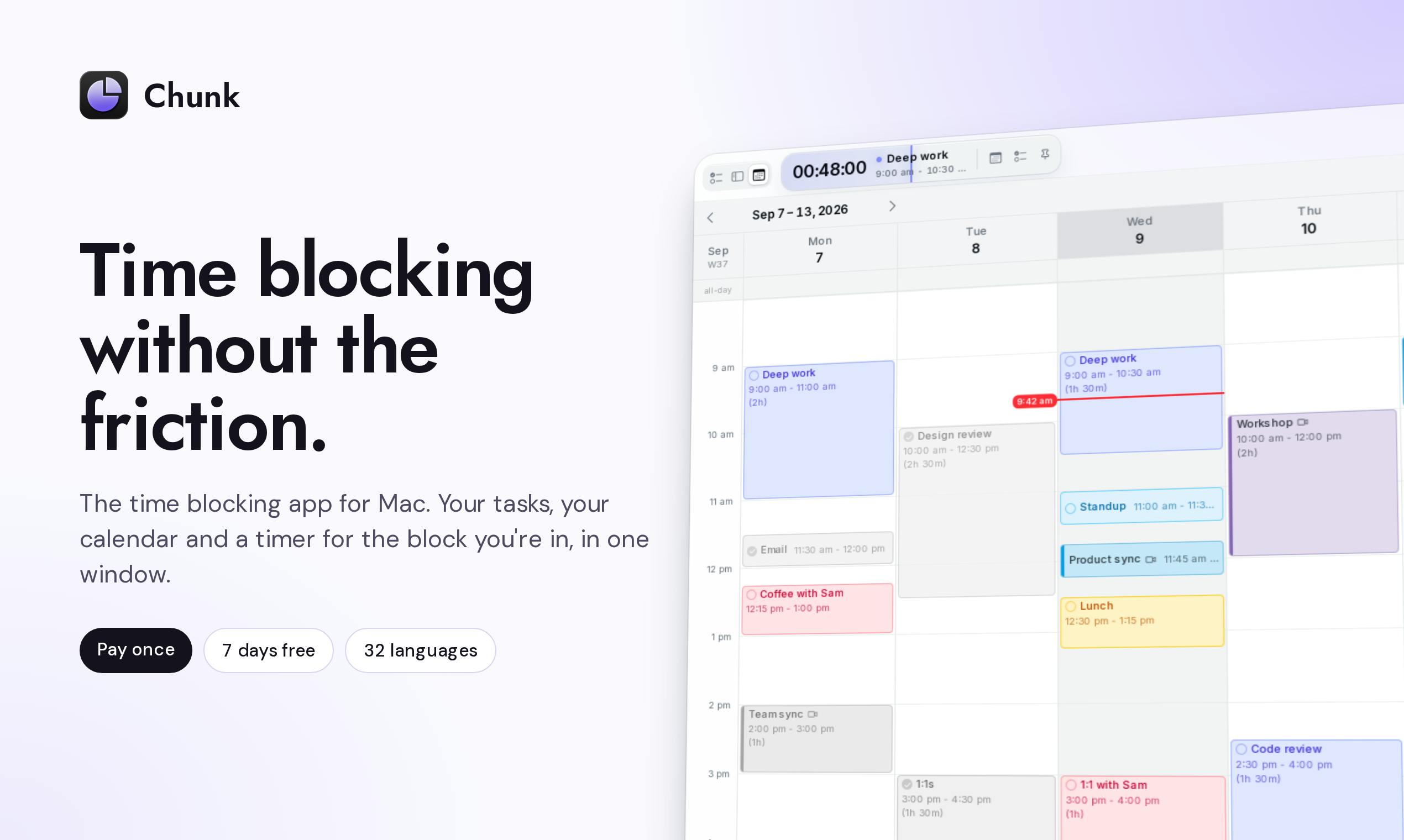 Chunk: A macOS Time-Blocking App That Unifies Tasks and Calendar