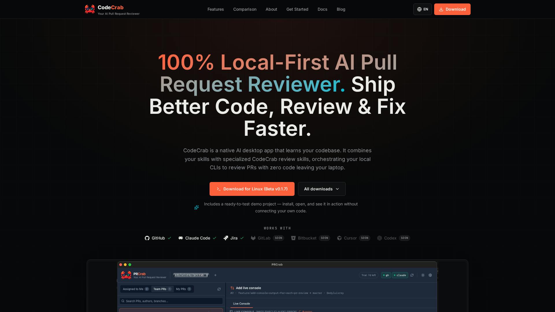 CodeCrab: A 100% Local AI Code Review Tool